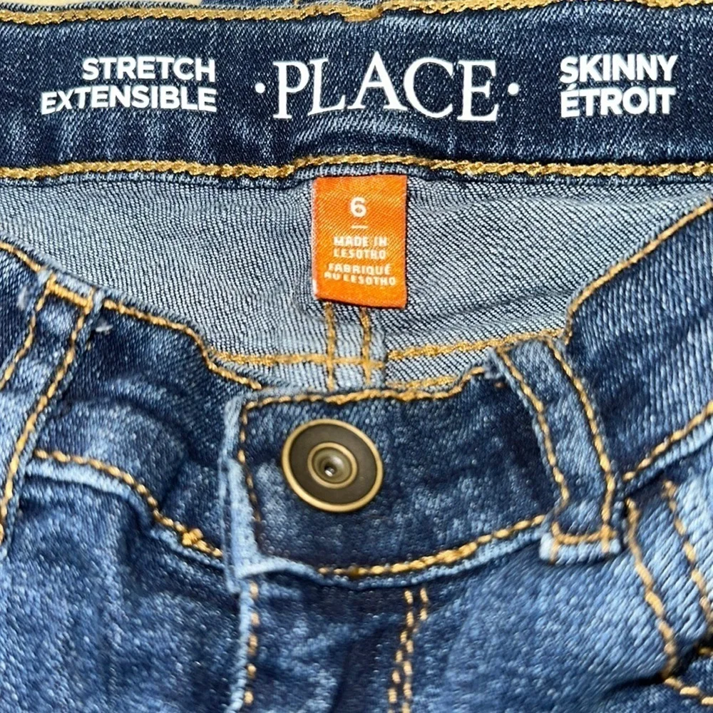 Place Girls Denim Cotton Blend Skinny Jeans Adjustable Waistband Zipper/Snap S6